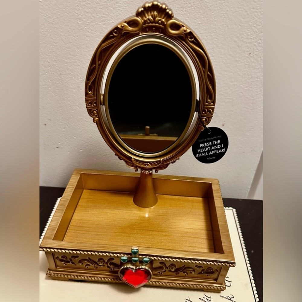 Bath & Body Works Gold Vanity Tray with Red Heart Accent